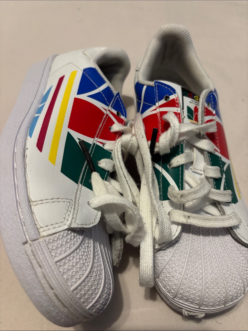 Adidas Superstar Originals Pure Colorful Trefoil Size 1.5 No Insoles